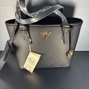 Valentino Orlandi Black Tote with Gold Hardware